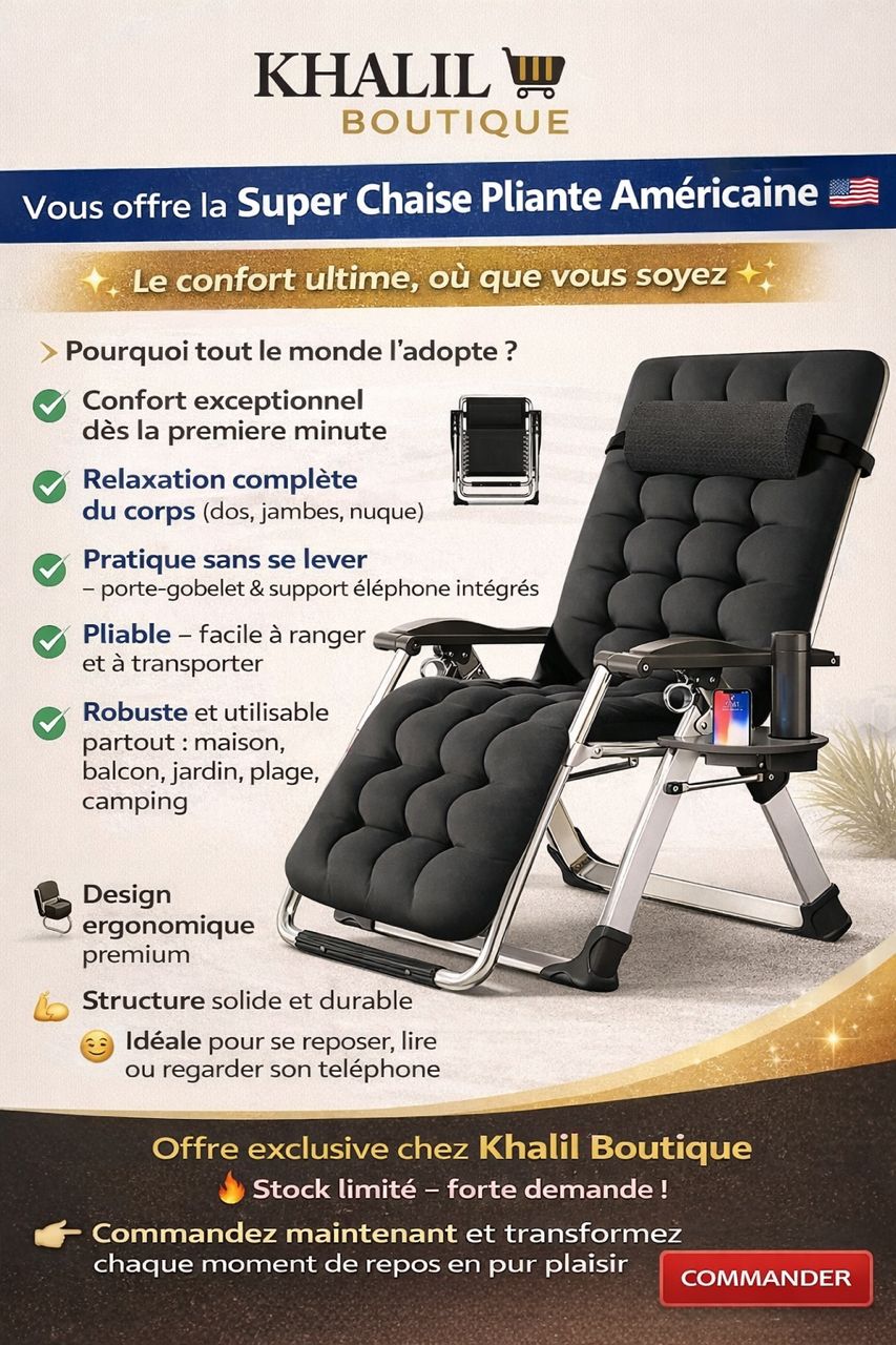 SUPER CHAISE PLIANTE AMÉRICAINE